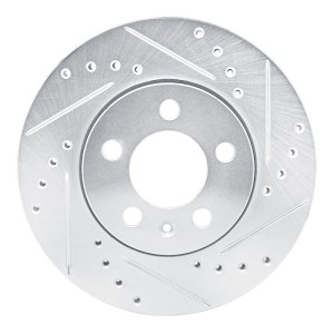 Volkswagen Polo Brake Rotor (1) - Front Right - R1 Concepts - Drilled & Slotted - Silver - `03-`18